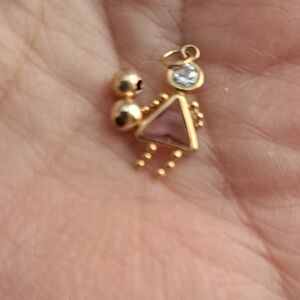 Girls April Birthday Charm With 2 Spacers  Gold Filled